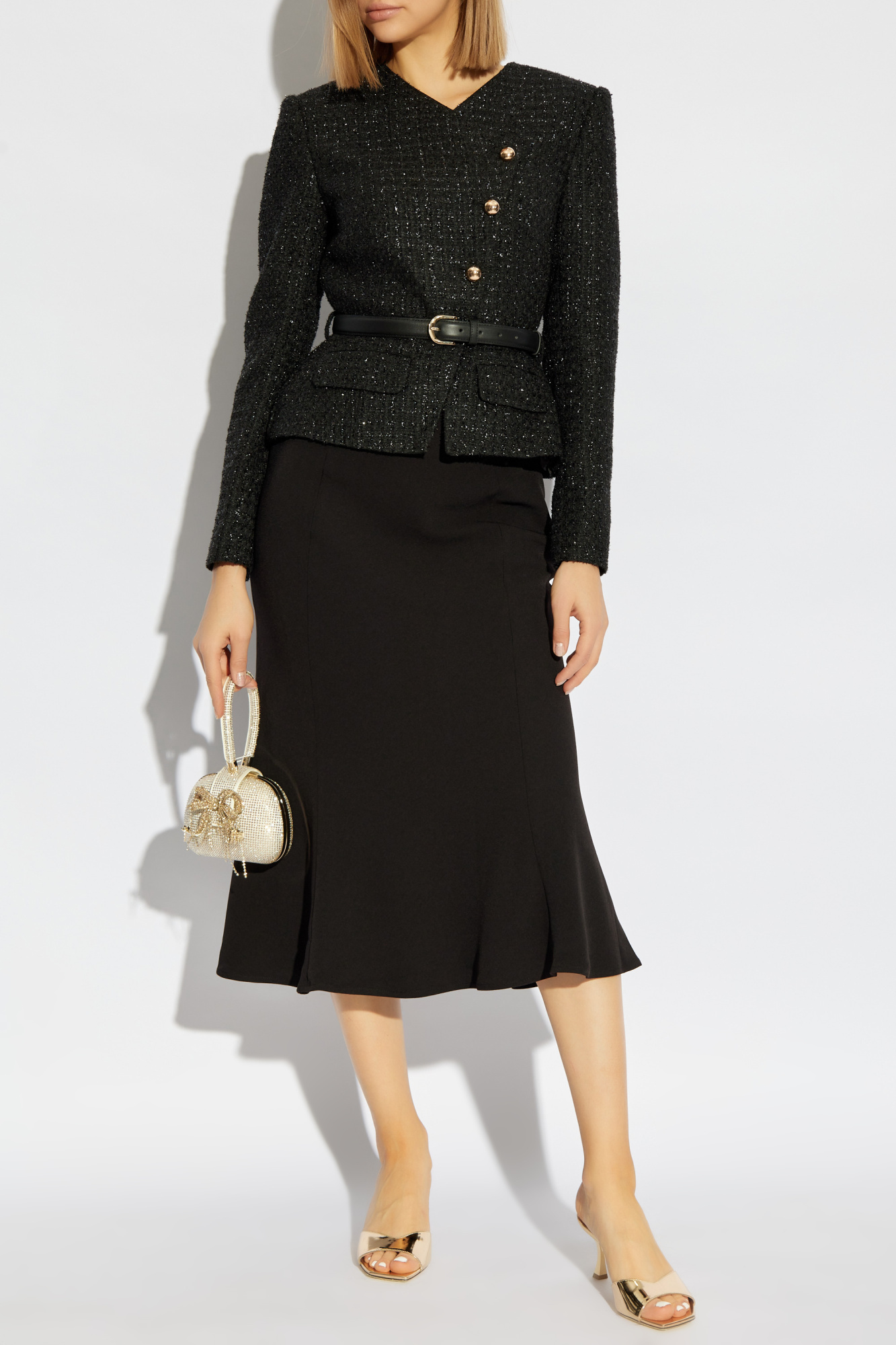 ワンピース SELF PORTRAIT Women Mid Skirts SS22113 BLACK Self-Portrait Dress with Belt | Women's Clothing | Vitkac